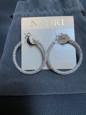 Nadri CZ Hoop Pierced Earrings.